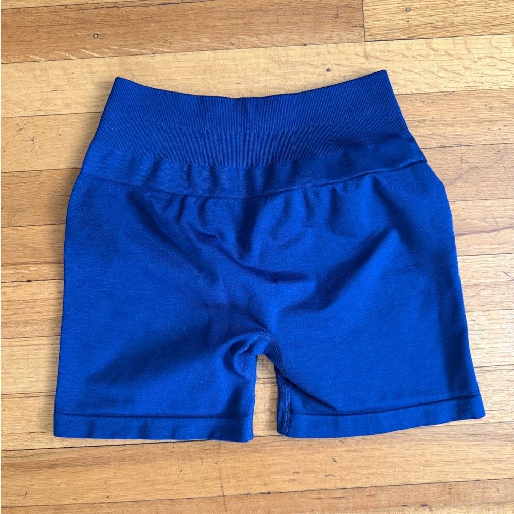 Women's High-Waist Blue Seamless Workout Shorts